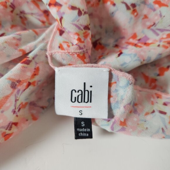 CAbi Womens Small Bella Pink Floral Layered V-Neck Tank Top Blouse 5032 Romantic - Picture 3 of 15